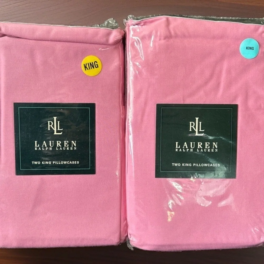 Lauren Ralph Lauren King Pillowcases Berry Pink Solid Sealed 2 packs NOS Vintage